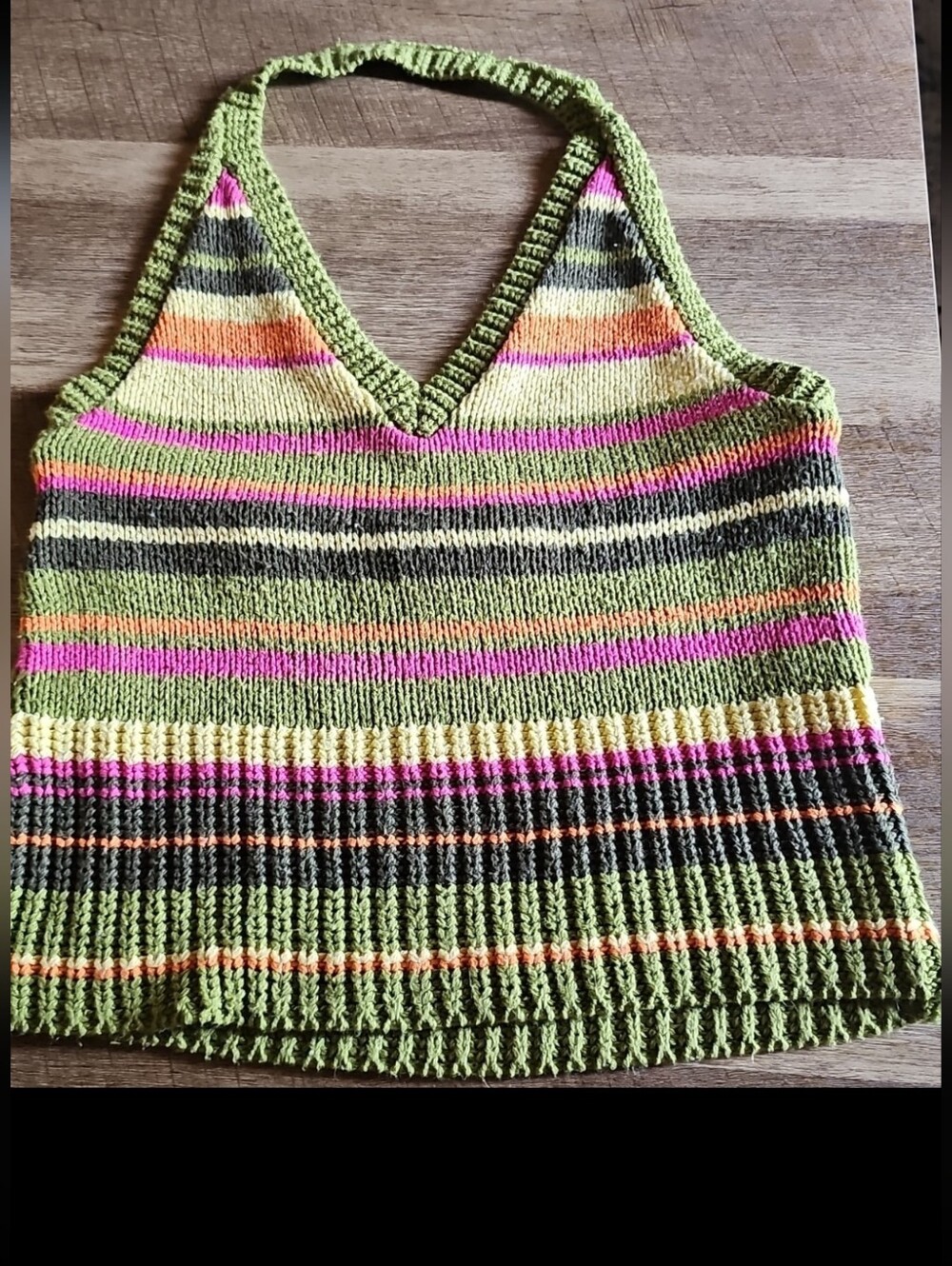 Knitwits Striped Cropped Halter Sweater Tank ¹